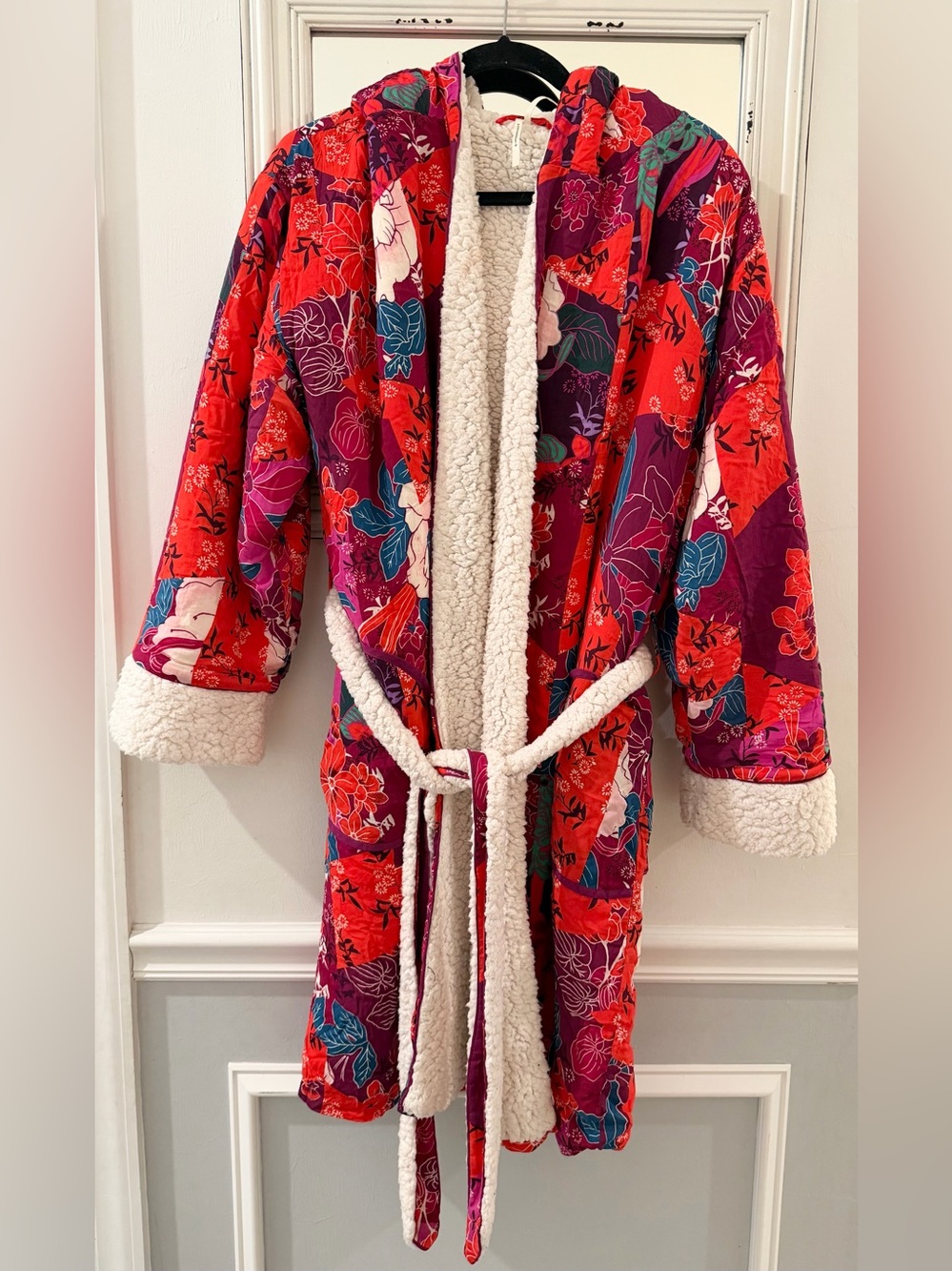Anthropologie Red Floral Robe